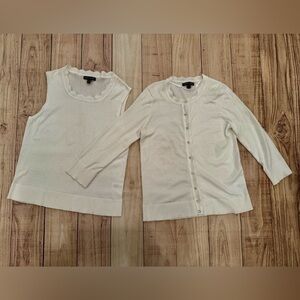 Cable & Gauge women white  Knit Top with cardigan/size M